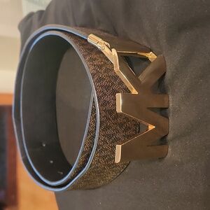 Michael Kors Men's Black and Brown Belt Bag with Gold MK Logo